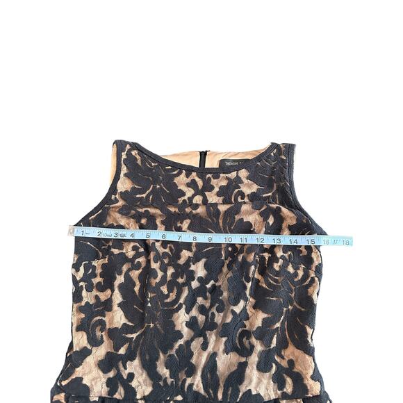 Tadashi Shoji Black Nude Lace‎ Cocktail Hour Evening Peplum Mini Dress Size 8 - Picture 10 of 12